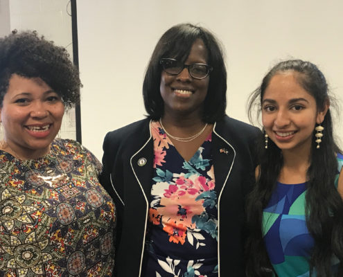 Alisia McClain and Anjali Chadha with Lt. Gov. Jenean Hampton